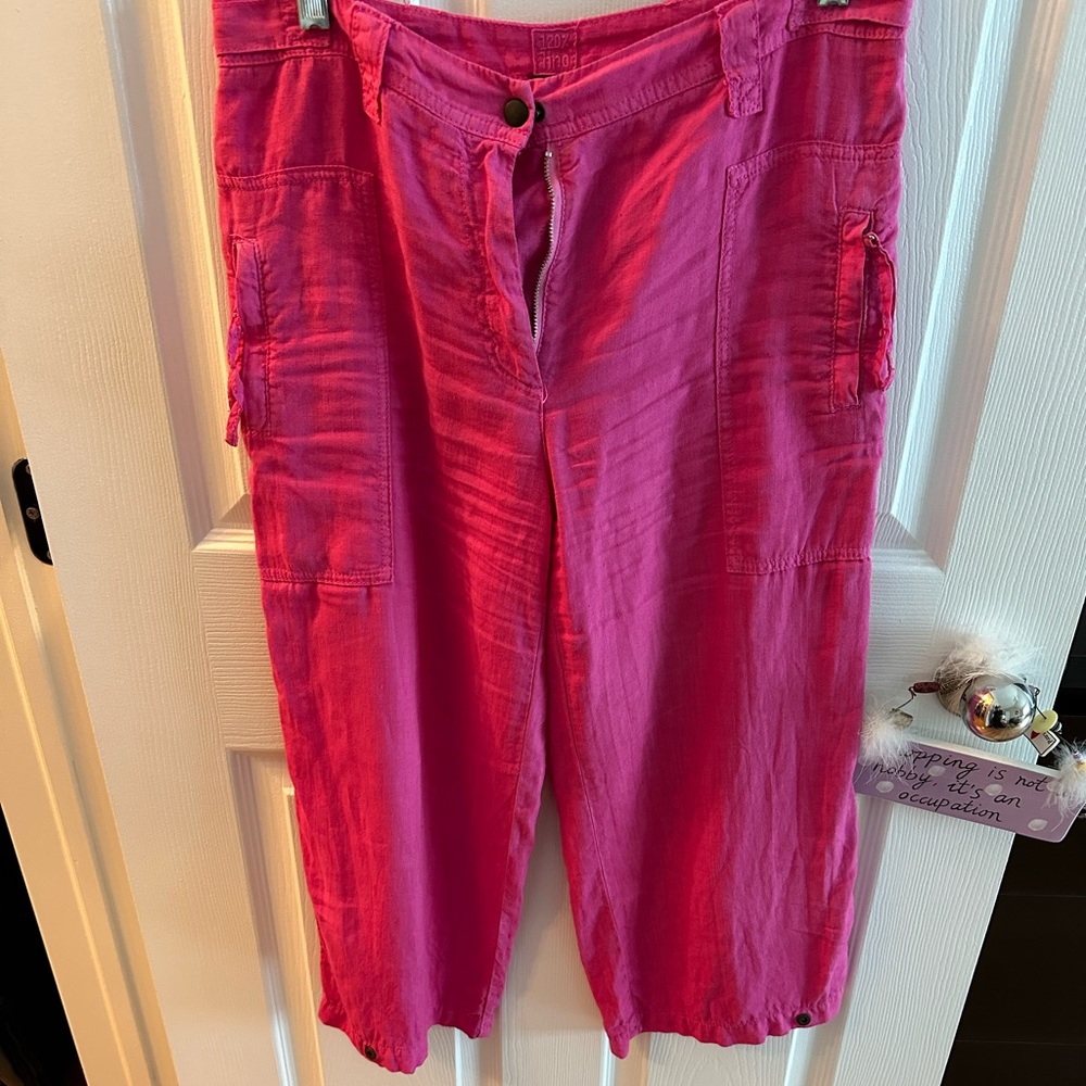 120%Lino wide legs capri
